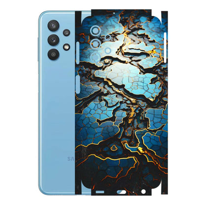 Samsung M/F/Note/Flip and C Phone Skins (All Models) - Blue Gold Abstract - 3D Embossed Finish (L-11) Samsung Galaxy M32 (5G)