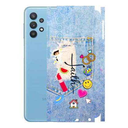 Samsung M/F/Note/Flip and C Phone Skins (All Models) - Denim Jeans Pocket - 3D Embossed Finish (L-134) Samsung Galaxy M32 (5G)
