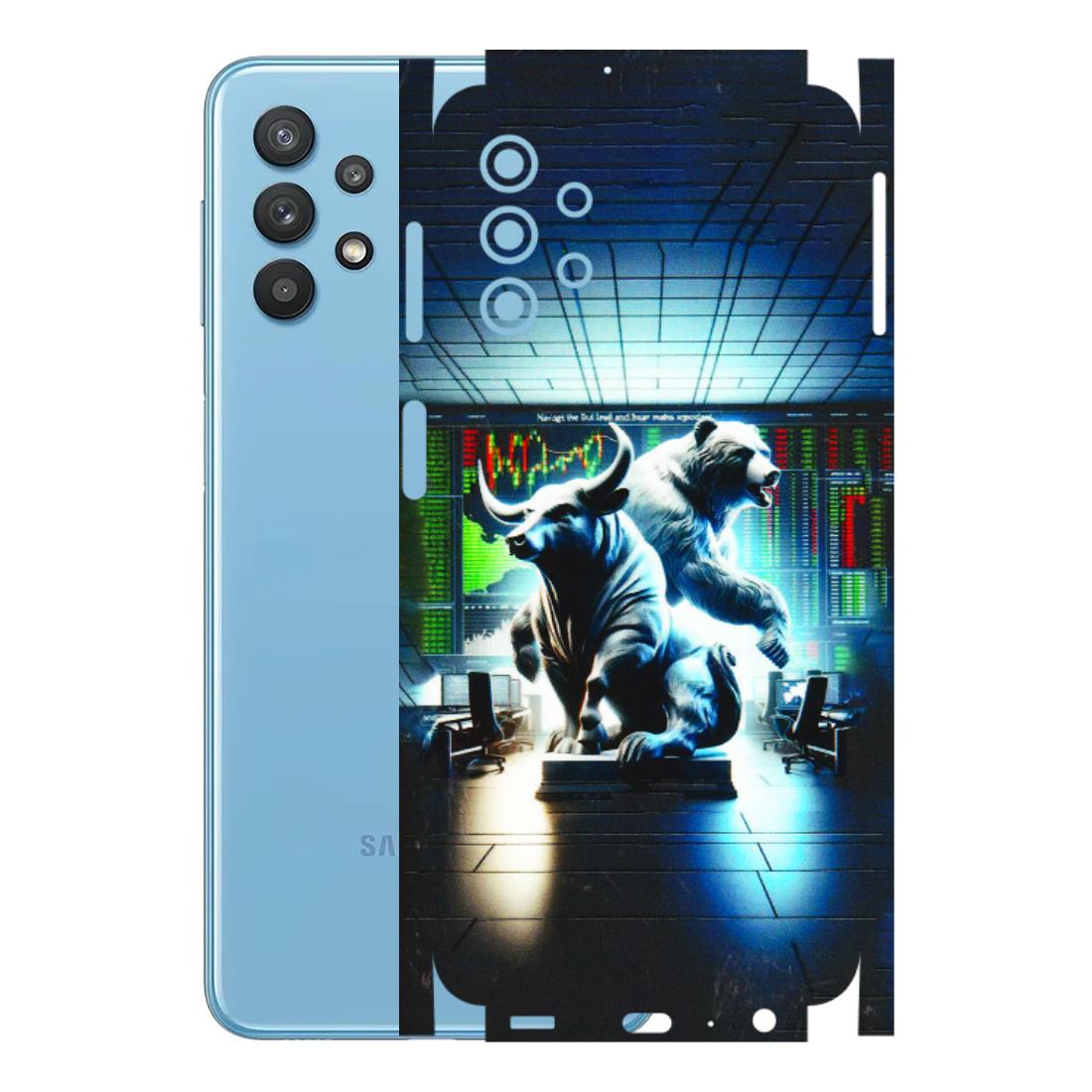 Samsung M/F/Note/Flip and C Phone Skins (All Models) - Stock Market Sensex Bear vs Bulls - 3D Embossed Finish (L-15) Samsung Galaxy M32 (5G)