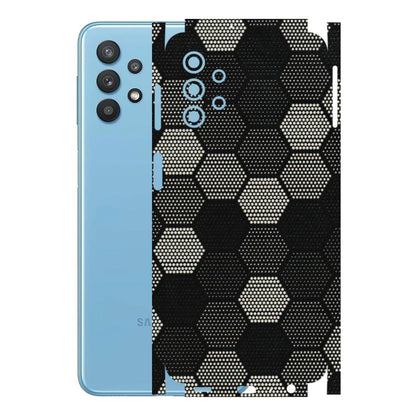 Samsung M/F/Note/Flip and C Phone Skins (All Models) - Black & White Dotted Honeycomb Texture - 3D Embossed Finish (L-202) Samsung Galaxy M32 (5G)