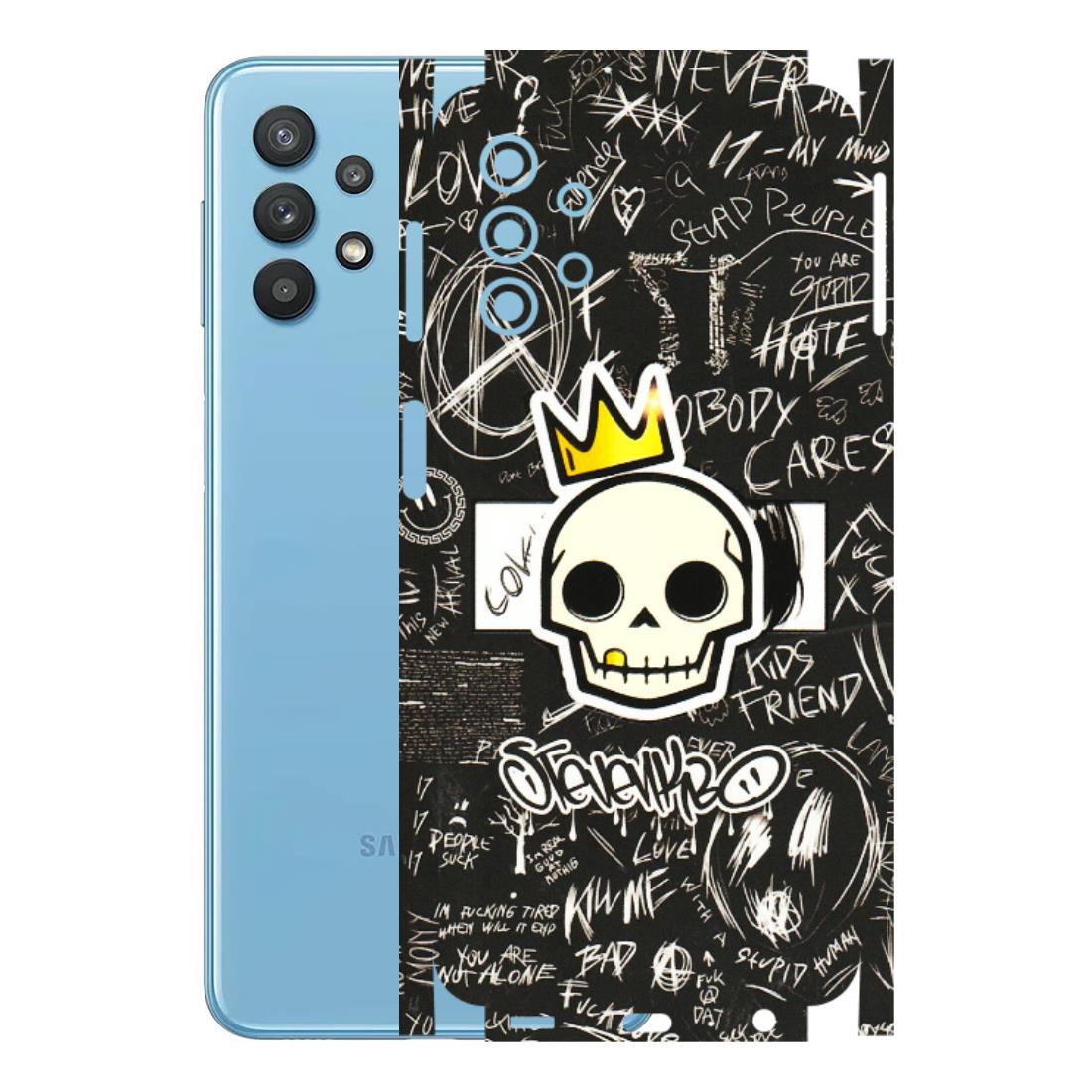 Samsung M/F/Note/Flip and C Phone Skins (All Models) - Funny Skull Black Chalk Grafitti - 3D Embossed Finish (L-22) Samsung Galaxy M32 (5G)