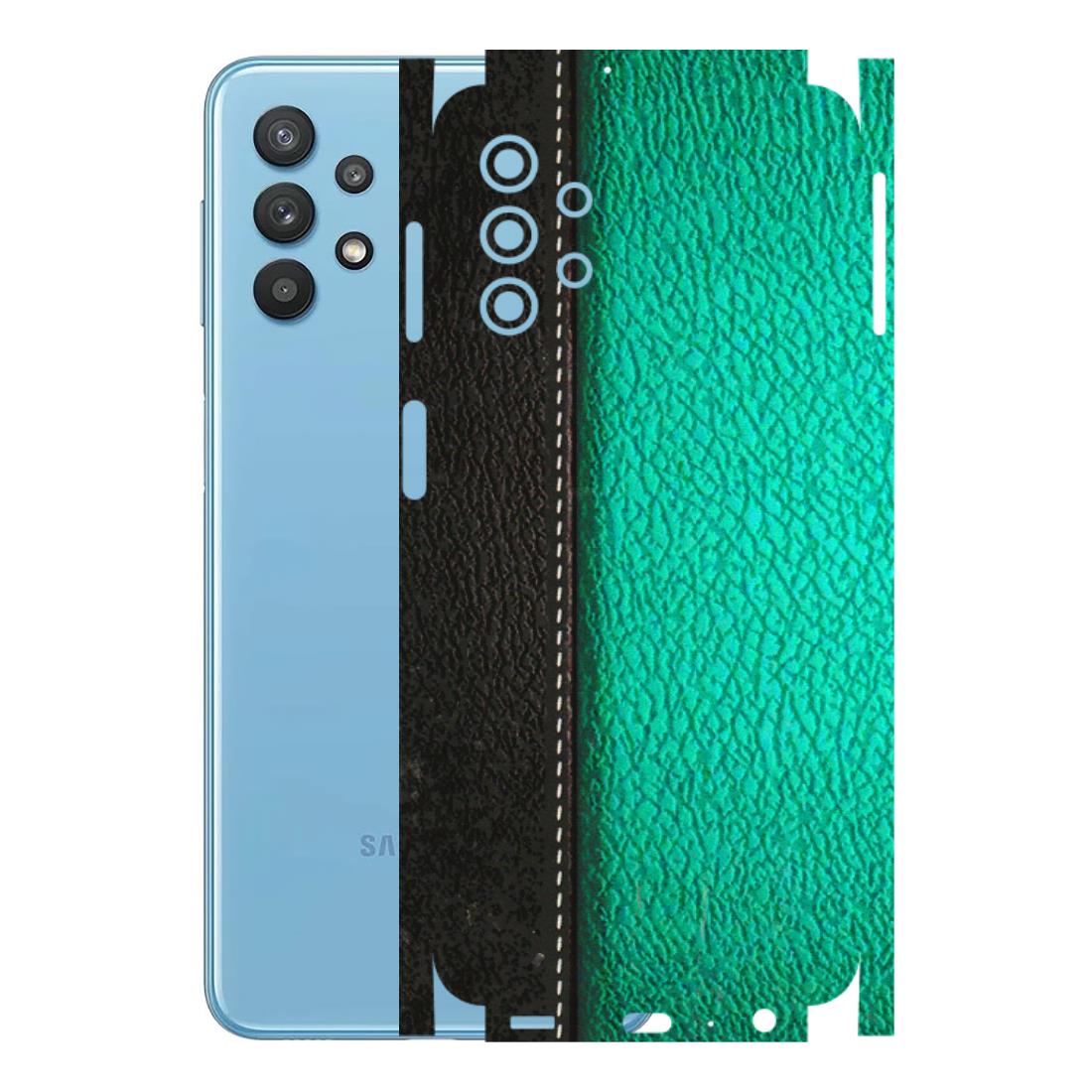 Samsung M/F/Note/Flip and C Phone Skins (All Models) - Black Green Dual Leather Stich - 3D Embossed Finish (L-233) Samsung Galaxy M32 (5G)
