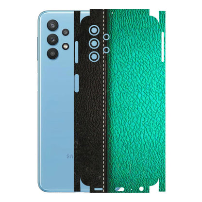 Samsung M/F/Note/Flip and C Phone Skins (All Models) - Black Green Dual Leather Stich - 3D Embossed Finish (L-233) Samsung Galaxy M32 (5G)