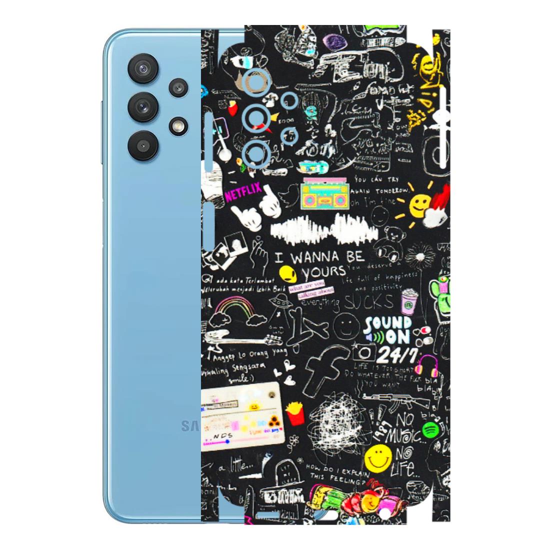 Samsung M/F/Note/Flip and C Phone Skins (All Models) - Black Creatives Doodles - 3D Embossed Finish (L-311) Samsung Galaxy M32 (5G)