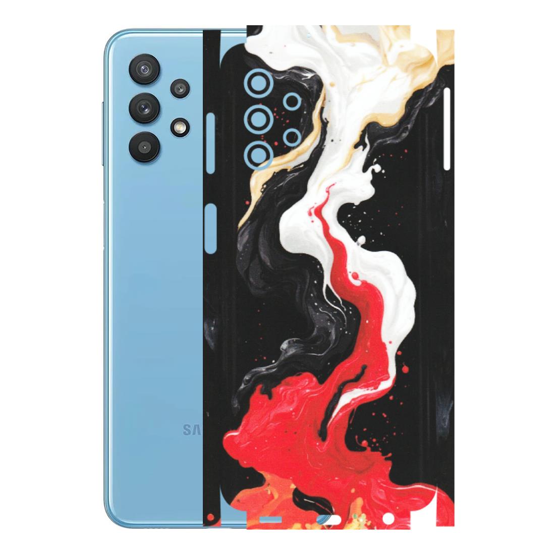 Samsung M/F/Note/Flip and C Phone Skins (All Models) - Black Red White Paint Splash Fusion - Matte Finish (M-56) Samsung Galaxy M32 (5G)