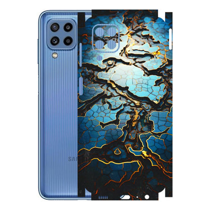 Samsung M/F/Note/Flip and C Phone Skins (All Models) - Blue Gold Abstract - 3D Embossed Finish (L-11) Samsung Galaxy M32