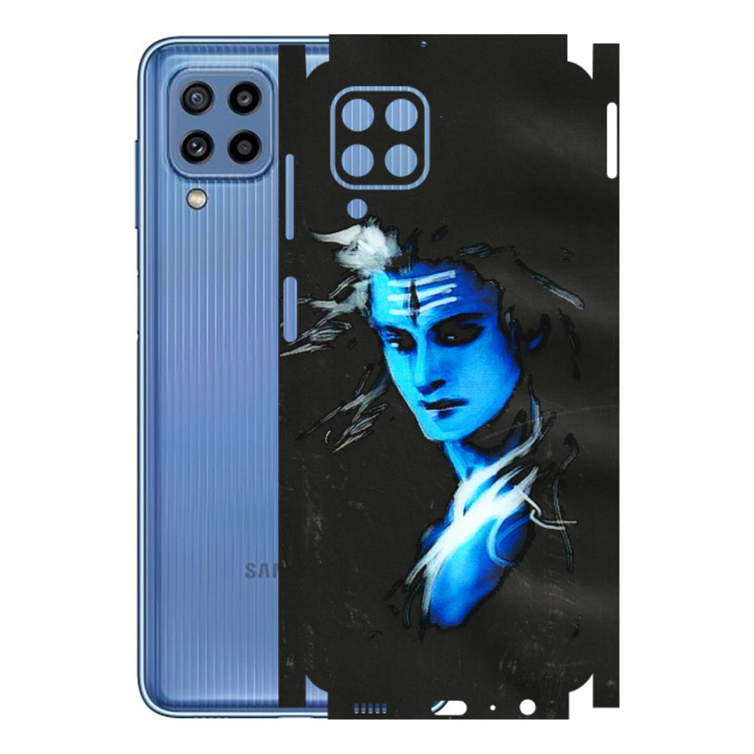 Samsung M/F/Note/Flip and C Phone Skins (All Models) - Har Har Mahadev Blue/Black - 3D Embossed Finish (L-185) Samsung Galaxy M32