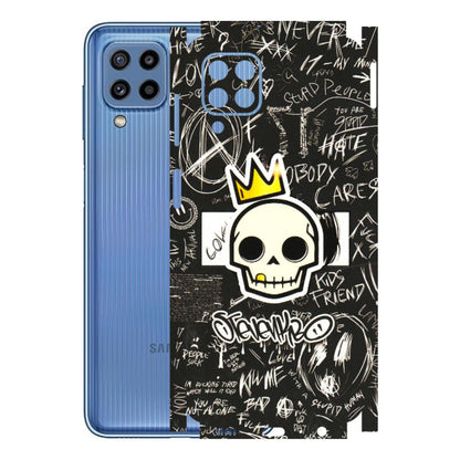 Samsung M/F/Note/Flip and C Phone Skins (All Models) - Funny Skull Black Chalk Grafitti - 3D Embossed Finish (L-22) Samsung Galaxy M32