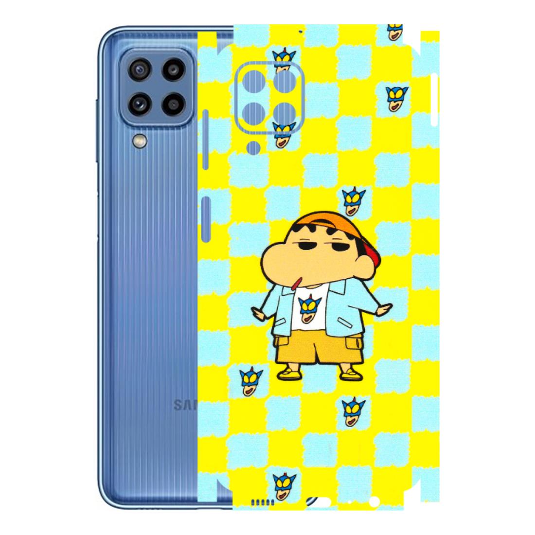 Samsung M/F/Note/Flip and C Phone Skins (All Models) - Yellow Blue Shinchan Cute - 3D Embossed Finish (L-221) Samsung Galaxy M32