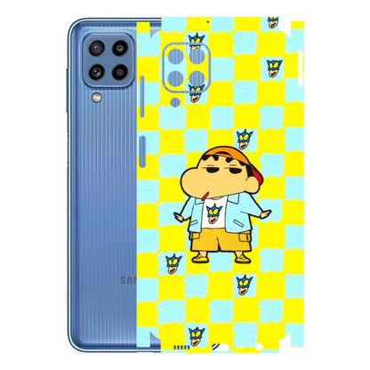 Samsung M/F/Note/Flip and C Phone Skins (All Models) - Yellow Blue Shinchan Cute - 3D Embossed Finish (L-221) Samsung Galaxy M32