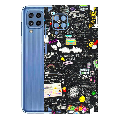 Samsung M/F/Note/Flip and C Phone Skins (All Models) - Black Creatives Doodles - 3D Embossed Finish (L-311) Samsung Galaxy M32