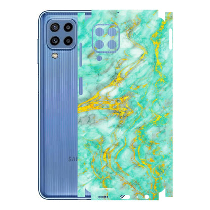 Samsung M/F/Note/Flip and C Phone Skins (All Models) - Green And Gold Marble Feel - Matte Finish (M-16) Samsung Galaxy M32