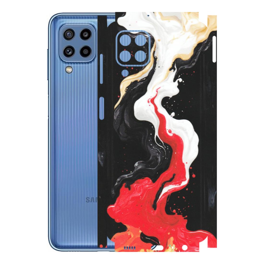 Samsung M/F/Note/Flip and C Phone Skins (All Models) - Black Red White Paint Splash Fusion - Matte Finish (M-56) Samsung Galaxy M32