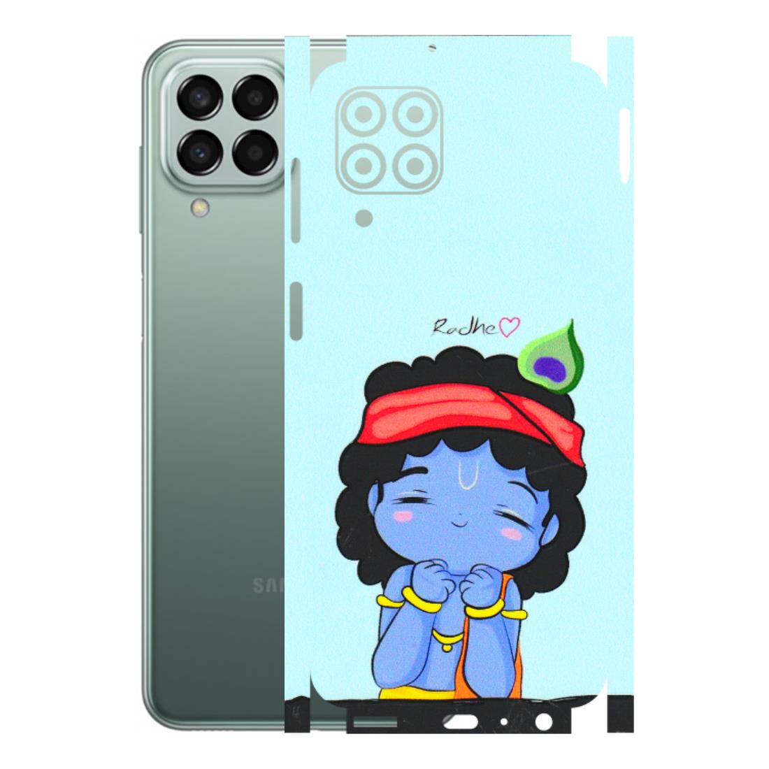 Samsung M/F/Note/Flip and C Phone Skins (All Models) - Radhe Radhe Cute Toon - 3D Embossed Finish (L-05) Samsung Galaxy M33 (5G)