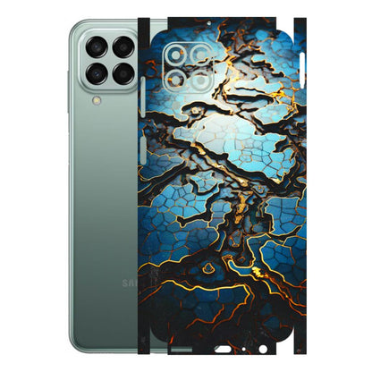 Samsung M/F/Note/Flip and C Phone Skins (All Models) - Blue Gold Abstract - 3D Embossed Finish (L-11) Samsung Galaxy M33 (5G)