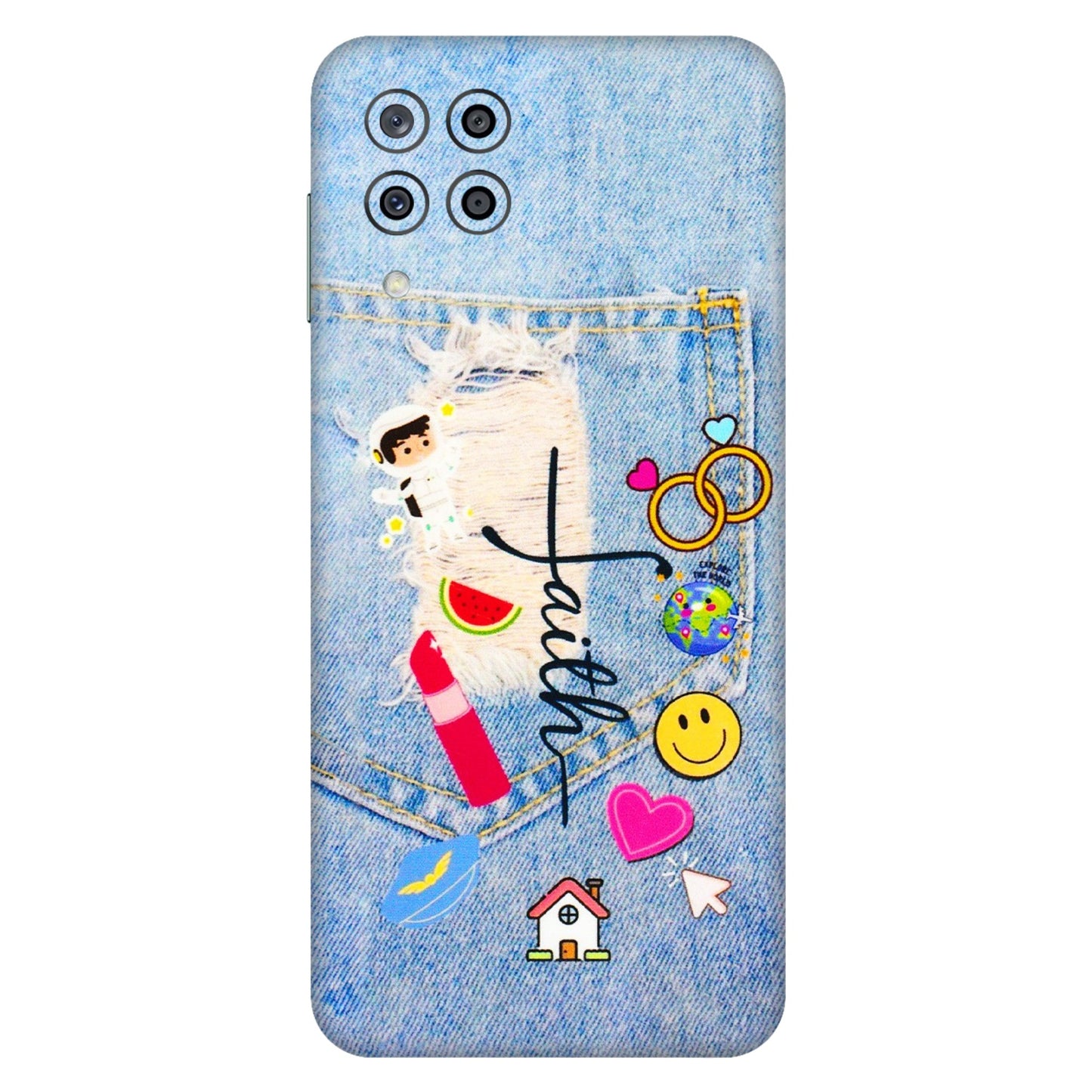 Samsung M/F/Note/Flip and C Phone Skins (All Models) - Denim Jeans Pocket - 3D Embossed Finish (L-134) Samsung Galaxy M33 (5G)