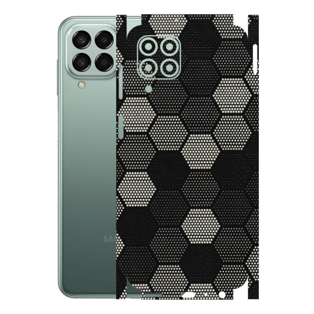 Samsung M/F/Note/Flip and C Phone Skins (All Models) - Black & White Dotted Honeycomb Texture - 3D Embossed Finish (L-202) Samsung Galaxy M33 (5G)