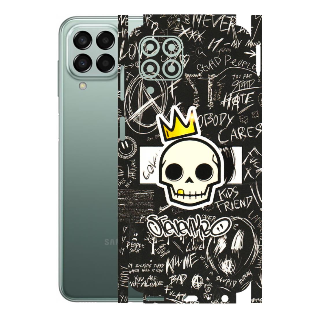 Samsung M/F/Note/Flip and C Phone Skins (All Models) - Funny Skull Black Chalk Grafitti - 3D Embossed Finish (L-22) Samsung Galaxy M33 (5G)