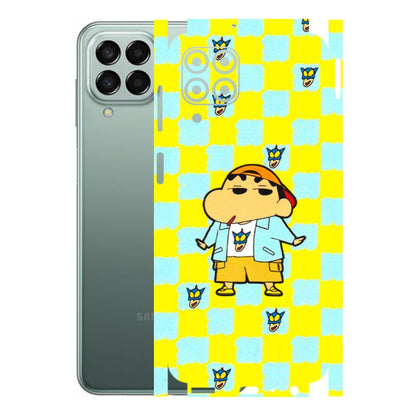 Samsung M/F/Note/Flip and C Phone Skins (All Models) - Yellow Blue Shinchan Cute - 3D Embossed Finish (L-221) Samsung Galaxy M33 (5G)