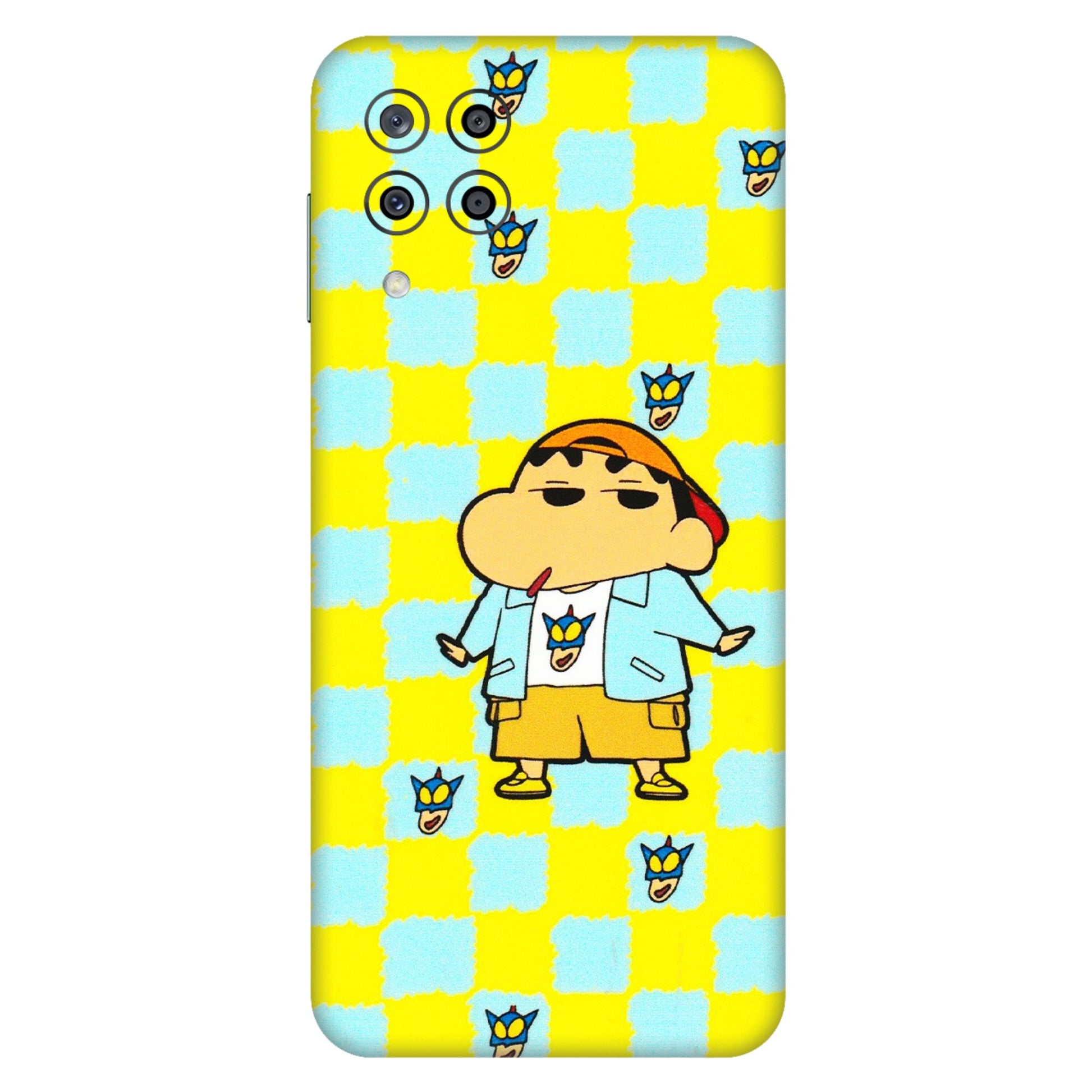 Samsung M/F/Note/Flip and C Phone Skins (All Models) - Yellow Blue Shinchan Cute - 3D Embossed Finish (L-221) Samsung Galaxy M33 (5G)