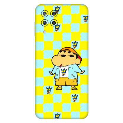 Samsung M/F/Note/Flip and C Phone Skins (All Models) - Yellow Blue Shinchan Cute - 3D Embossed Finish (L-221) Samsung Galaxy M33 (5G)