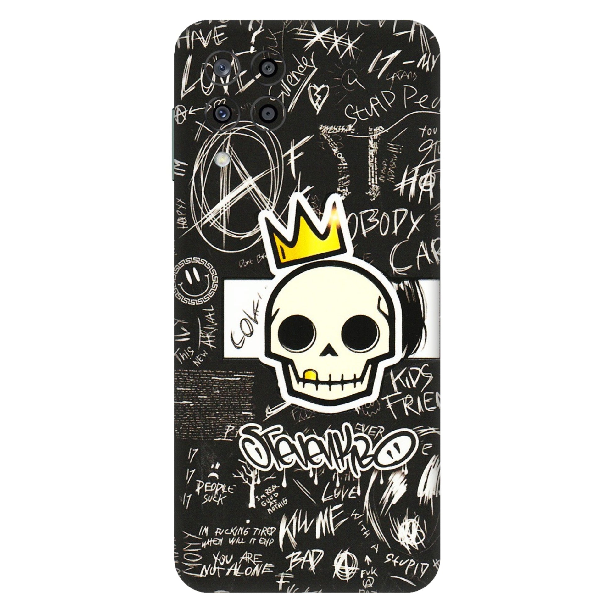 Samsung M/F/Note/Flip and C Phone Skins (All Models) - Funny Skull Black Chalk Grafitti - 3D Embossed Finish (L-22) Samsung Galaxy M33 (5G)