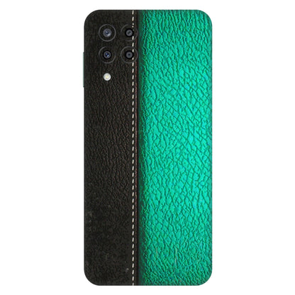 Samsung M/F/Note/Flip and C Phone Skins (All Models) - Black Green Dual Leather Stich - 3D Embossed Finish (L-233) Samsung Galaxy M33 (5G)