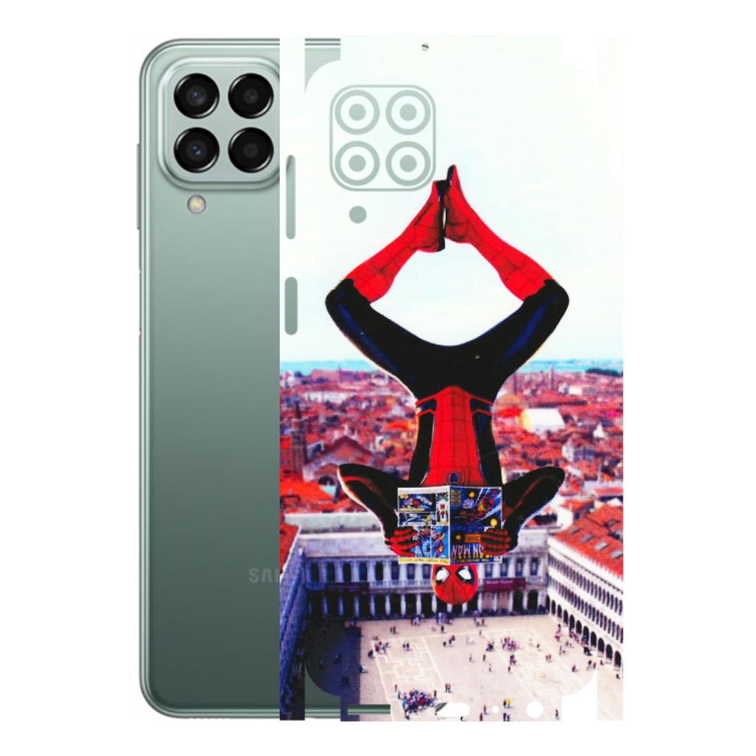 Samsung M/F/Note/Flip and C Phone Skins (All Models) - Spiderman Hanging - 3D Embossed Finish (L-53) Samsung Galaxy M33 (5G)