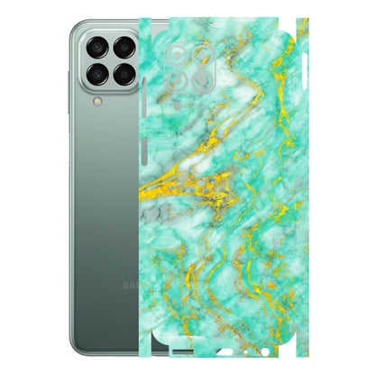 Samsung M/F/Note/Flip and C Phone Skins (All Models) - Green And Gold Marble Feel - Matte Finish (M-16) Samsung Galaxy M33 (5G)