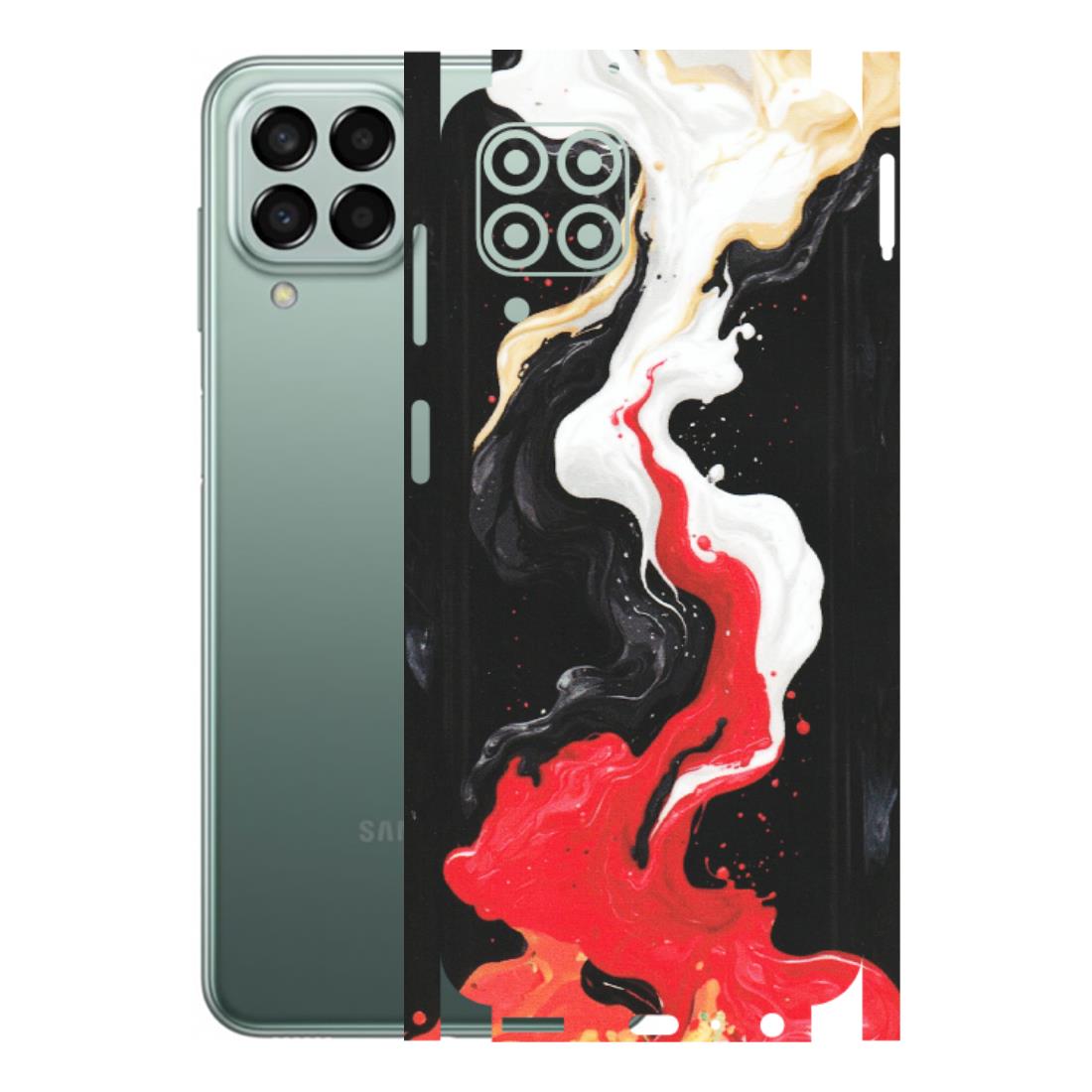Samsung M/F/Note/Flip and C Phone Skins (All Models) - Black Red White Paint Splash Fusion - Matte Finish (M-56) Samsung Galaxy M33 (5G)