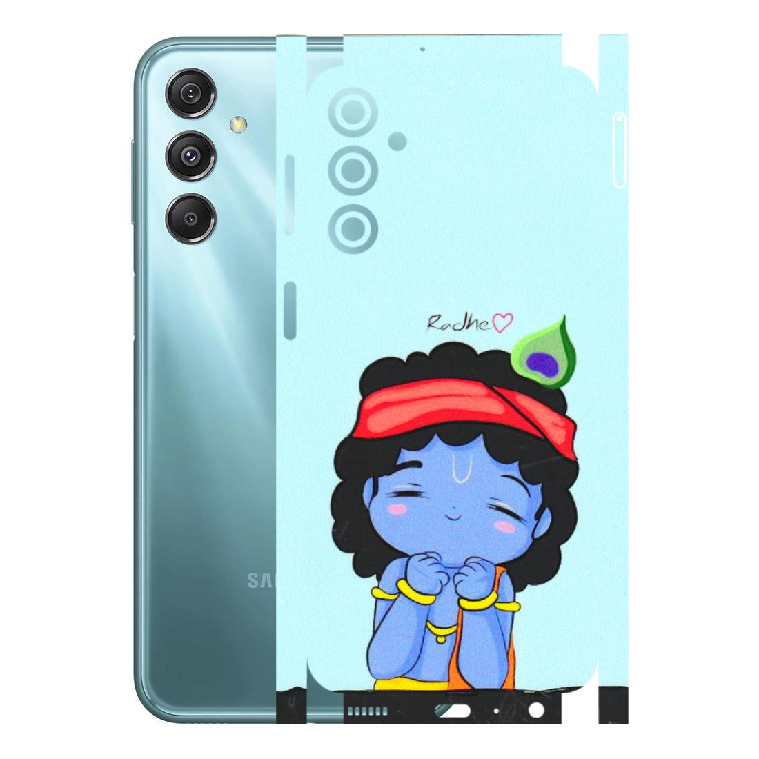Samsung M/F/Note/Flip and C Phone Skins (All Models) - Radhe Radhe Cute Toon - 3D Embossed Finish (L-05) Samsung Galaxy M34 (5G)