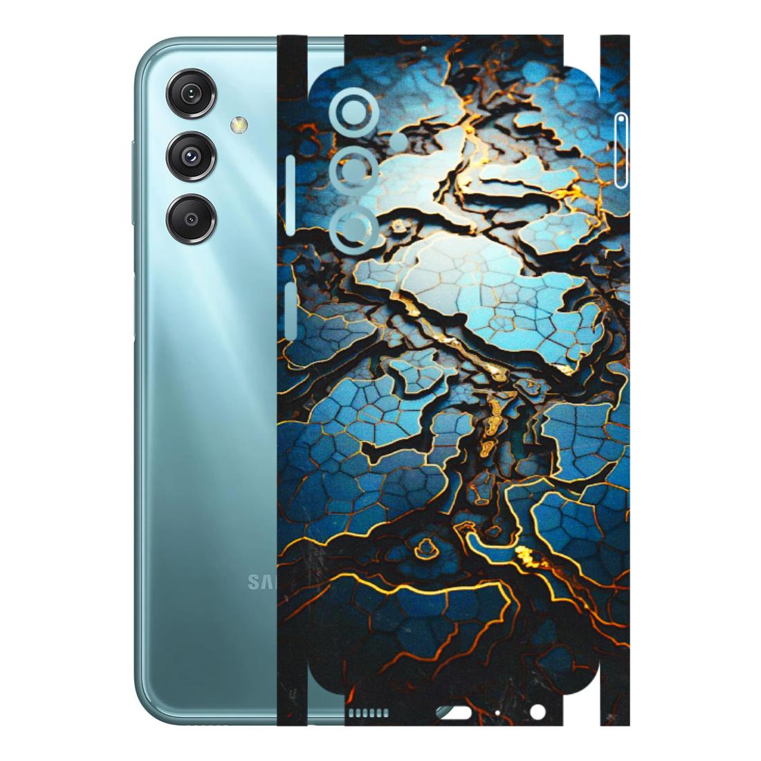 Samsung M/F/Note/Flip and C Phone Skins (All Models) - Blue Gold Abstract - 3D Embossed Finish (L-11) Samsung Galaxy M34 (5G)