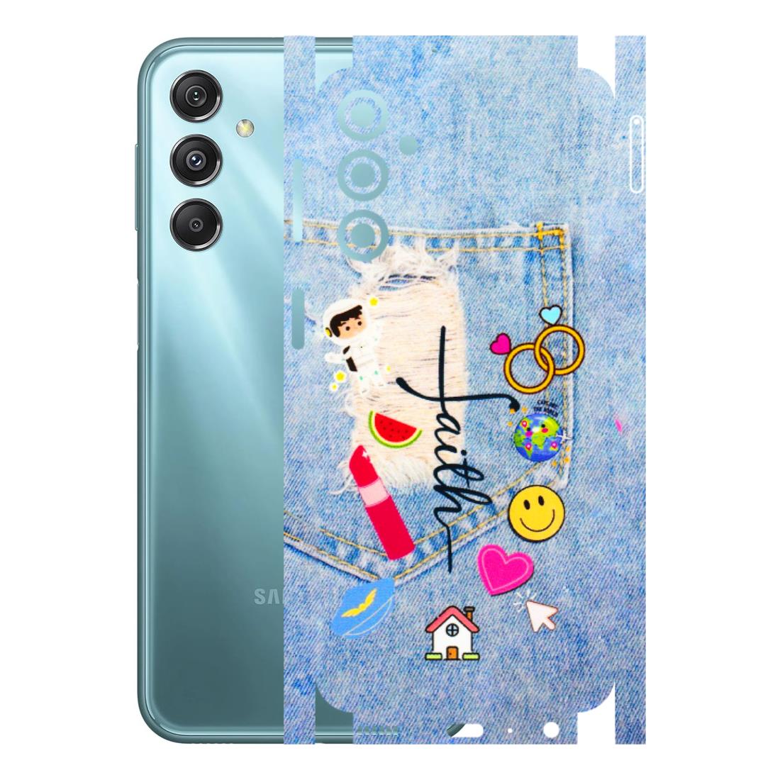 Samsung M/F/Note/Flip and C Phone Skins (All Models) - Denim Jeans Pocket - 3D Embossed Finish (L-134) Samsung Galaxy M34 (5G)