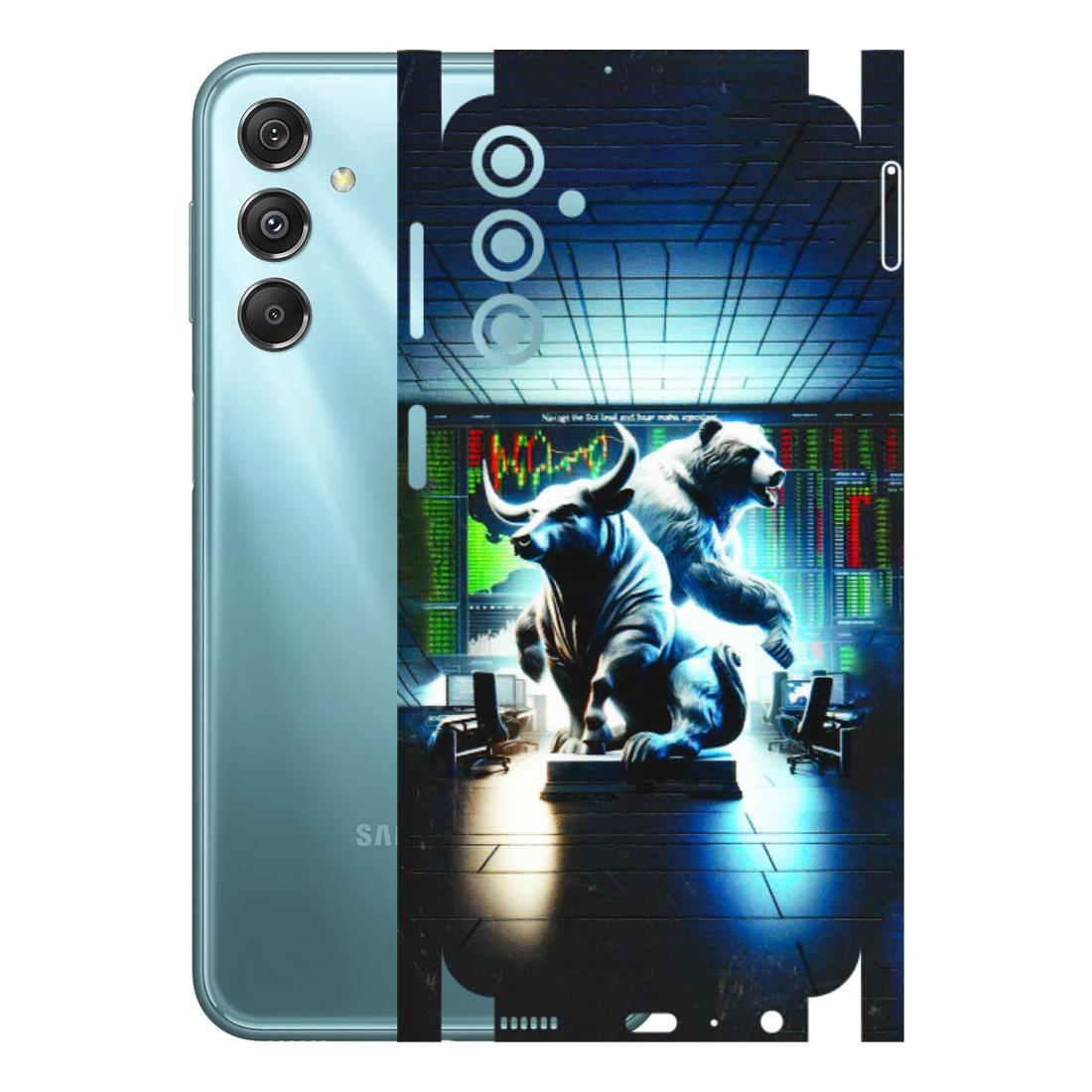 Samsung M/F/Note/Flip and C Phone Skins (All Models) - Stock Market Sensex Bear vs Bulls - 3D Embossed Finish (L-15) Samsung Galaxy M34 (5G)