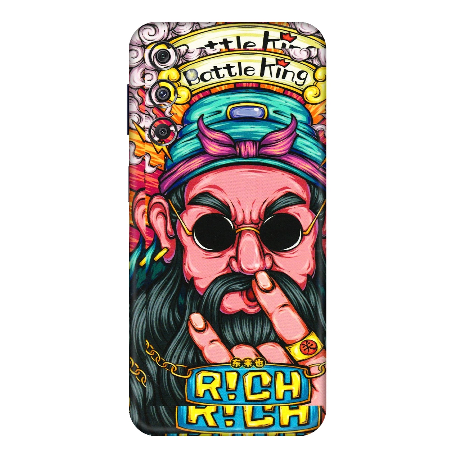 Samsung M/F/Note/Flip and C Phone Skins (All Models) - Battle King Dude Face - 3D Embossed Finish (L-178) Samsung Galaxy M34 (5G)