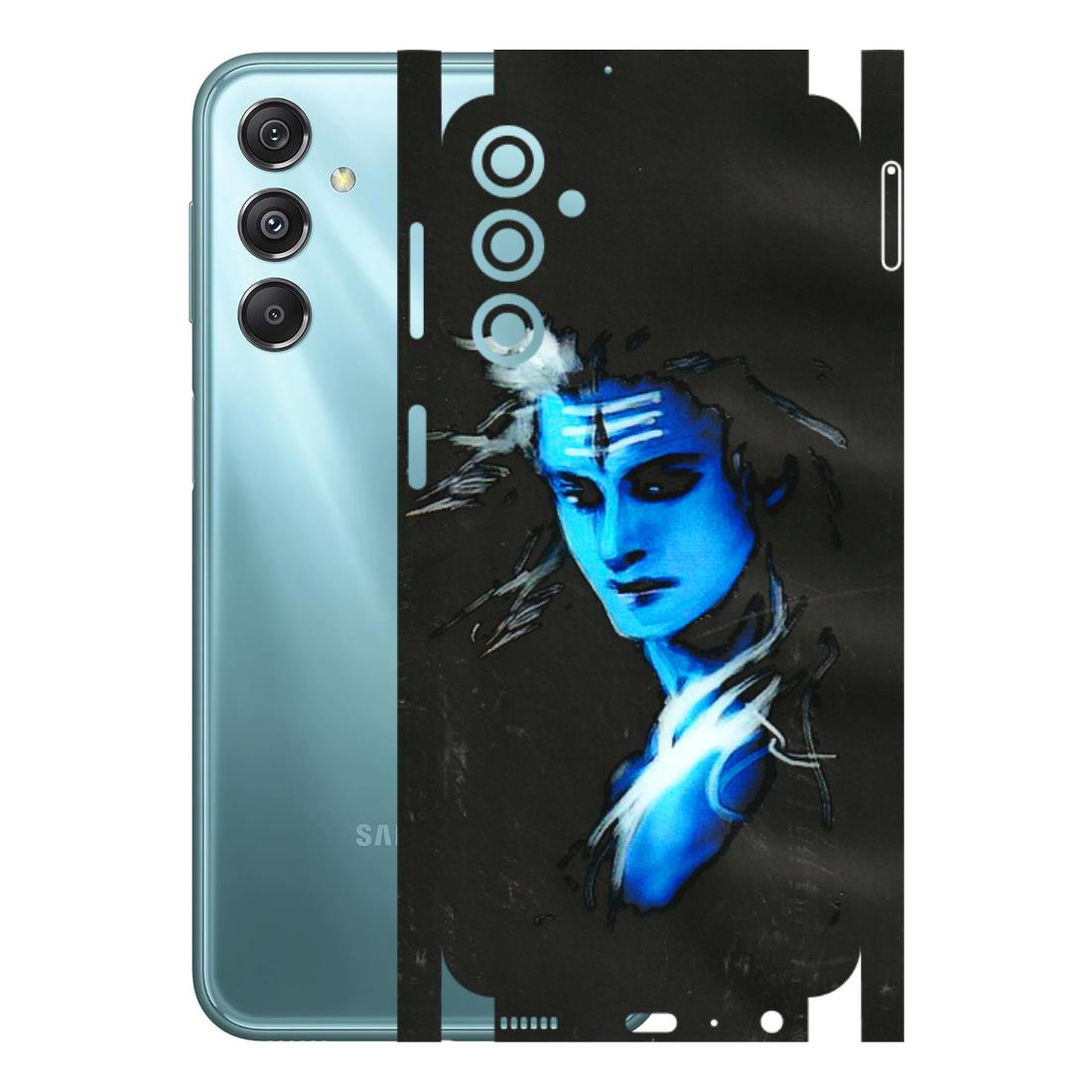 Samsung M/F/Note/Flip and C Phone Skins (All Models) - Har Har Mahadev Blue/Black - 3D Embossed Finish (L-185) Samsung Galaxy M34 (5G)