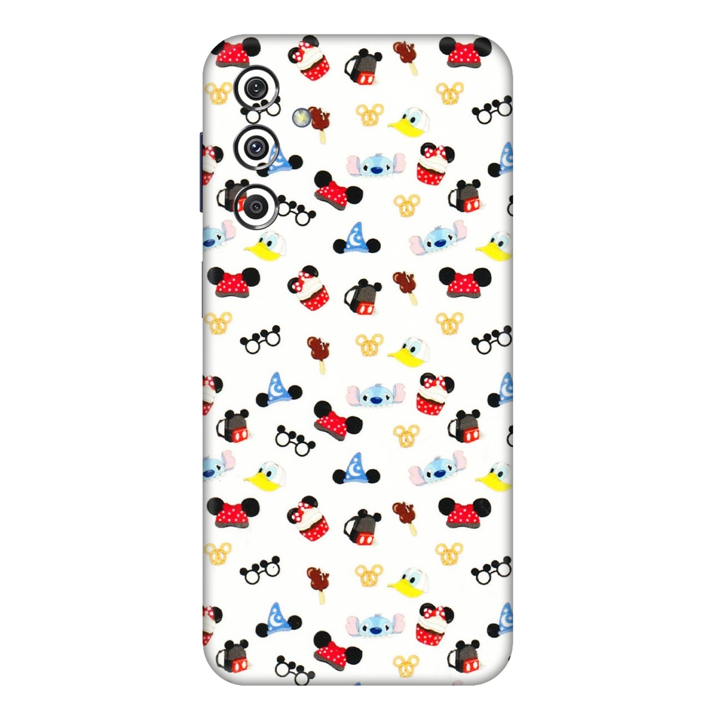 Samsung M/F/Note/Flip and C Phone Skins (All Models) - Minnie Mouse & Donald Doodles s - 3D Embossed Finish (L-194) Samsung Galaxy M34 (5G)