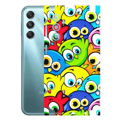 Samsung M/F/Note/Flip and C Phone Skins (All Models) - Cute Fluffy Birds - 3D Embossed Finish (L-213) Samsung Galaxy M34 (5G)