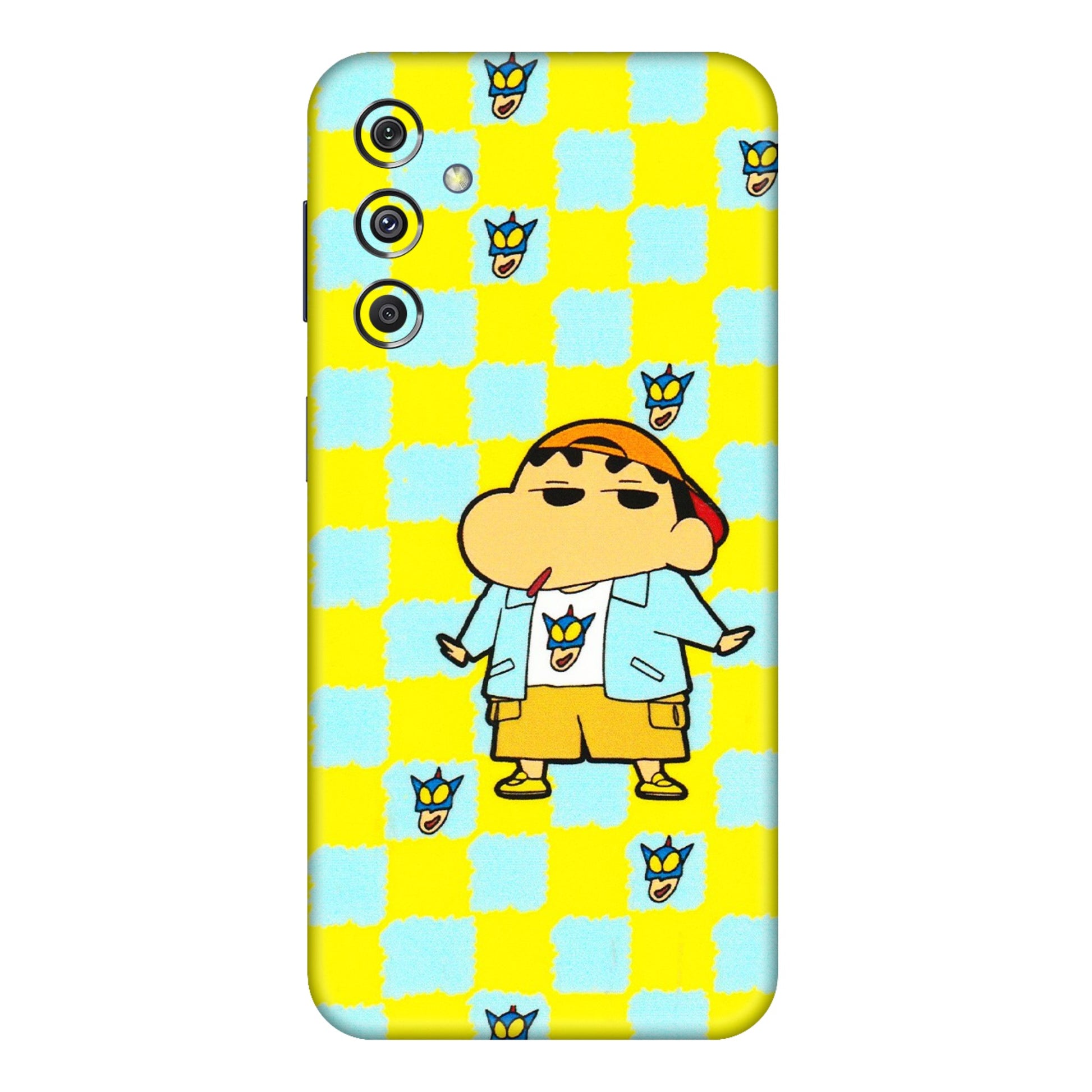 Samsung M/F/Note/Flip and C Phone Skins (All Models) - Yellow Blue Shinchan Cute - 3D Embossed Finish (L-221) Samsung Galaxy M34 (5G)