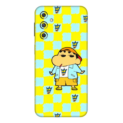 Samsung M/F/Note/Flip and C Phone Skins (All Models) - Yellow Blue Shinchan Cute - 3D Embossed Finish (L-221) Samsung Galaxy M34 (5G)