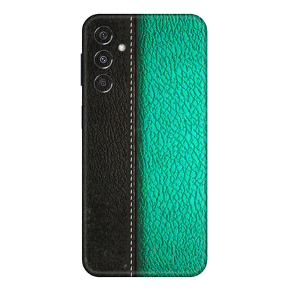 Samsung M/F/Note/Flip and C Phone Skins (All Models) - Black Green Dual Leather Stich - 3D Embossed Finish (L-233) Samsung Galaxy M34 (5G)