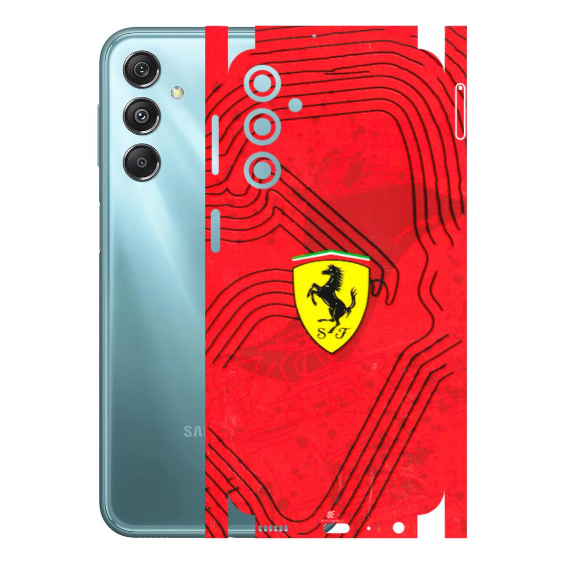 Samsung M/F/Note/Flip and C Phone Skins (All Models) - Red Ferrari Logo Stylish - 3D Embossed Finish (L-238) Samsung Galaxy M34 (5G)