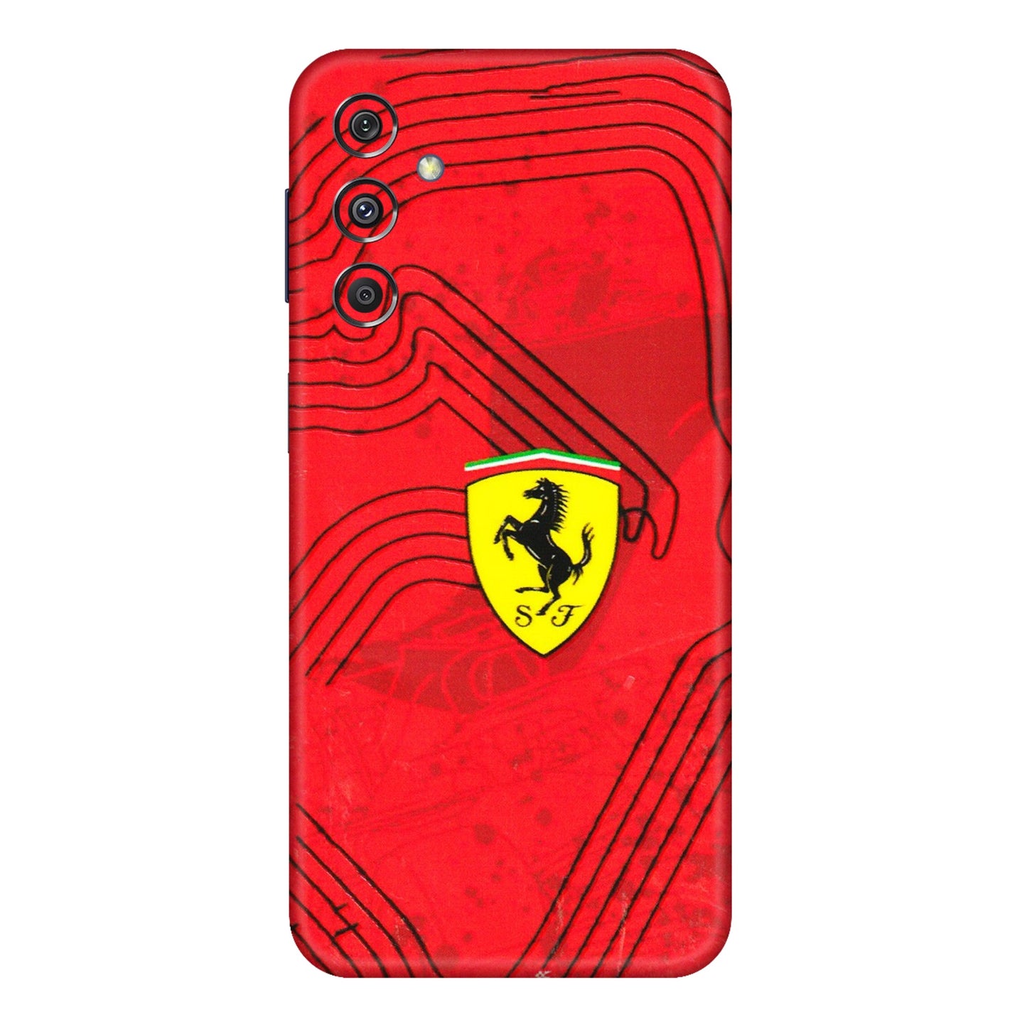 Samsung M/F/Note/Flip and C Phone Skins (All Models) - Red Ferrari Logo Stylish - 3D Embossed Finish (L-238) Samsung Galaxy M34 (5G)