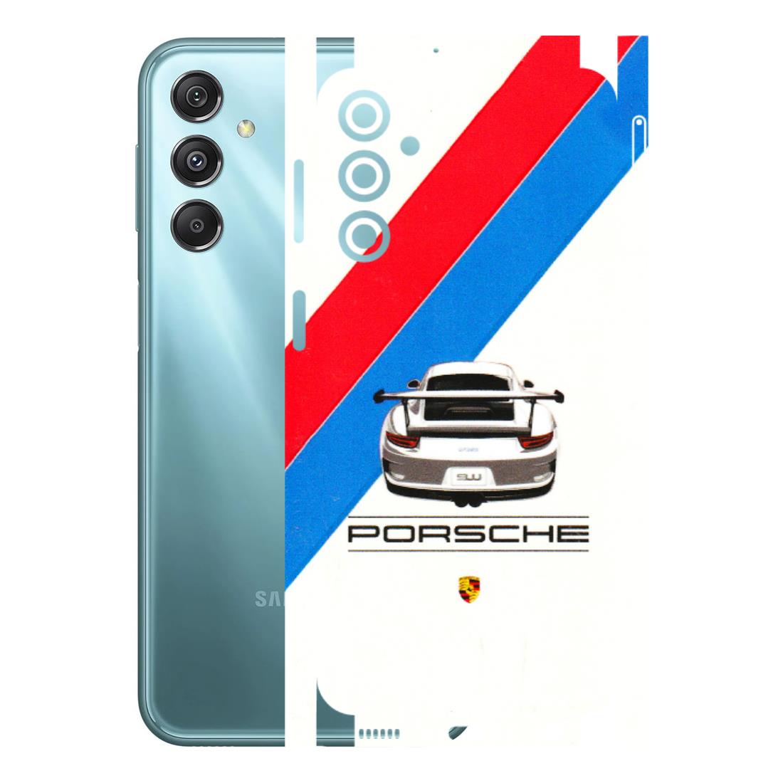 Samsung M/F/Note/Flip and C Phone Skins (All Models) - Porche Car Sober Logo - 3D Embossed Finish (L-248) Samsung Galaxy M34 (5G)