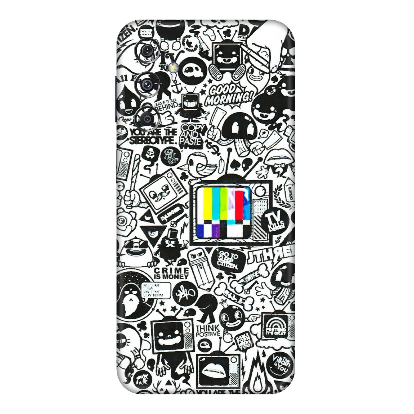 Samsung M/F/Note/Flip and C Phone Skins (All Models) - Doodles Positive Art - 3D Embossed Finish (L-263) Samsung Galaxy M34 (5G)