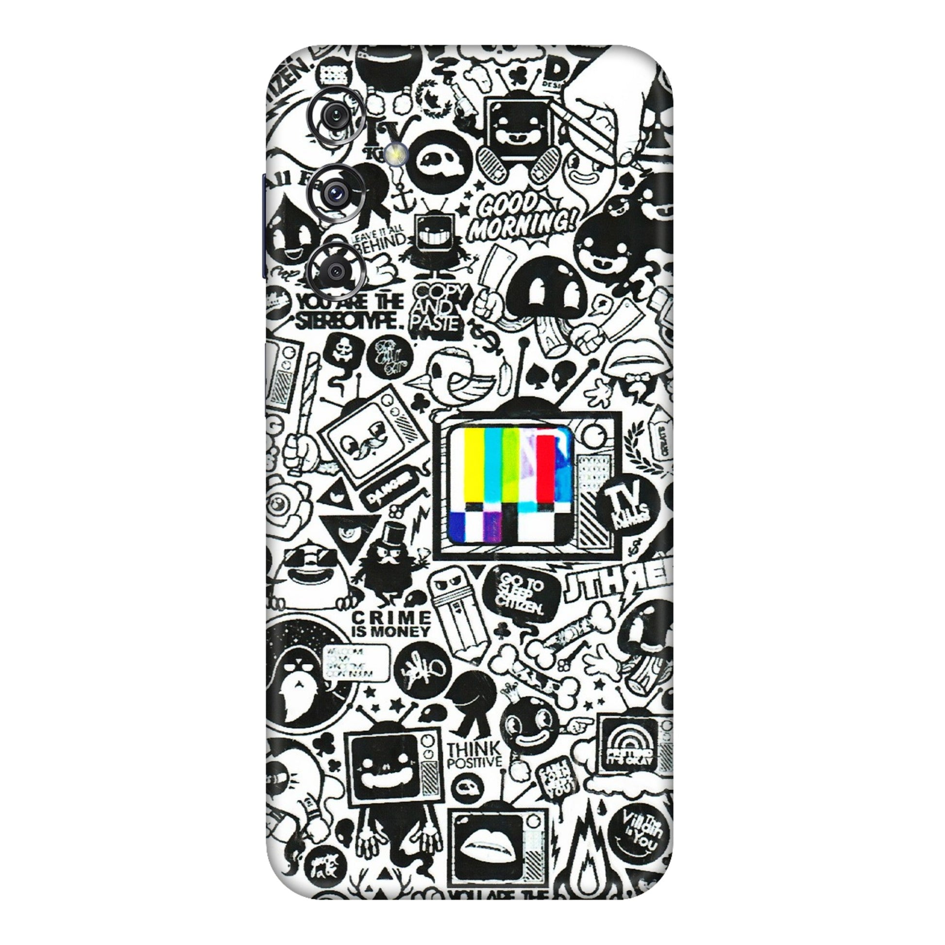 Samsung M/F/Note/Flip and C Phone Skins (All Models) - Doodles Positive Art - 3D Embossed Finish (L-263) Samsung Galaxy M34 (5G)