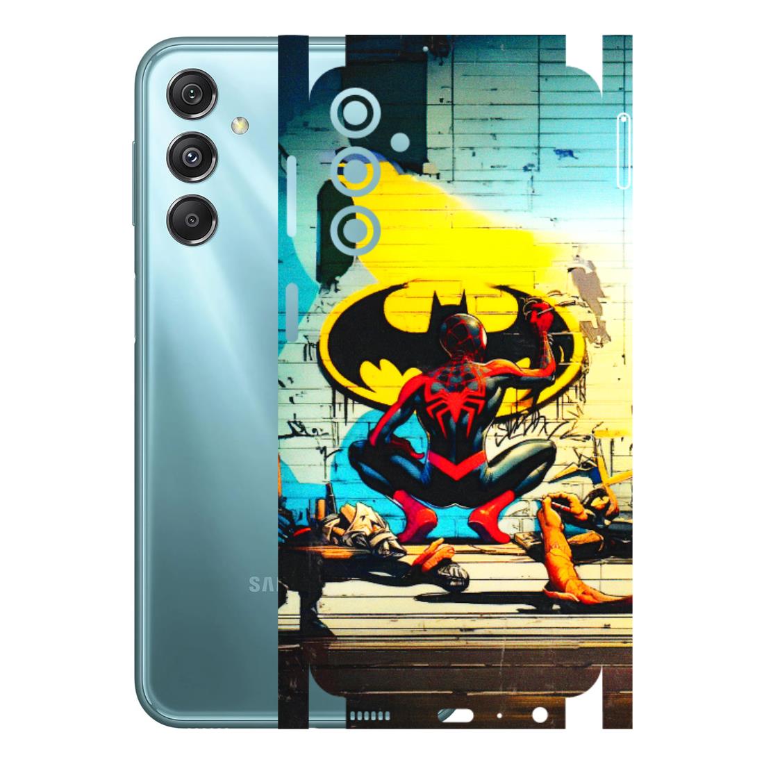 Samsung M/F/Note/Flip and C Phone Skins (All Models) - New Spiderman Bat Logo - 3D Embossed Finish (L-309) Samsung Galaxy M34 (5G)
