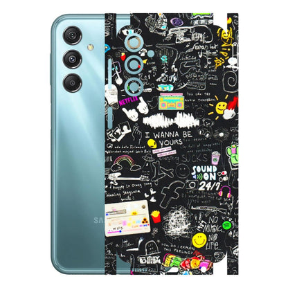 Samsung M/F/Note/Flip and C Phone Skins (All Models) - Black Creatives Doodles - 3D Embossed Finish (L-311) Samsung Galaxy M34 (5G)