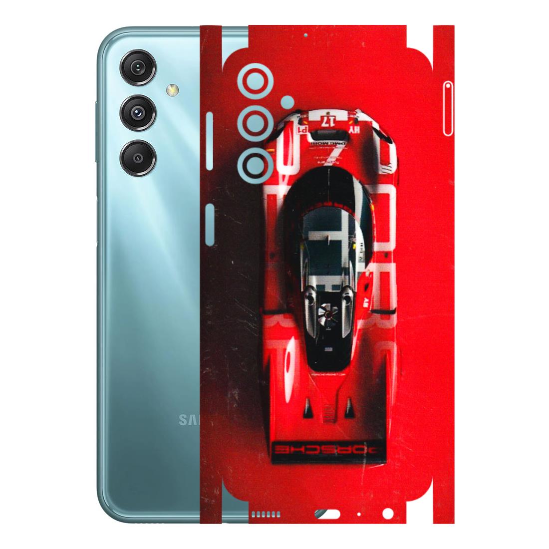 Samsung M/F/Note/Flip and C Phone Skins (All Models) - Red Porsche Car Logo - 3D Embossed Finish (L-315) Samsung Galaxy M34 (5G)