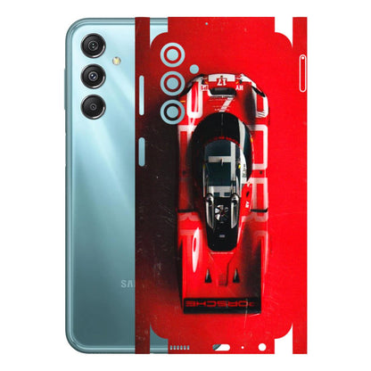 Samsung M/F/Note/Flip and C Phone Skins (All Models) - Red Porsche Car Logo - 3D Embossed Finish (L-315) Samsung Galaxy M34 (5G)